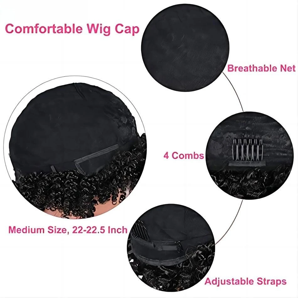 Wig Afro untuk wanita rambut manusia dan Wig tanpa lem 70s Wig Afro pendek Cosplay atau penggunaan harian Burgundy 99J rambut manusia