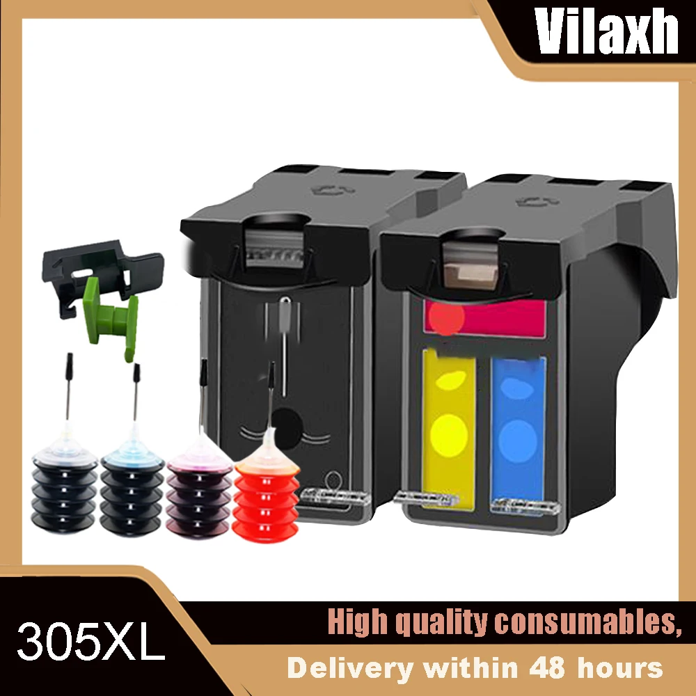 Vollständig nachgefüllte 305XL Tintenpatrone, wiederaufbereitet für HP305 305XL DeskJet 2330 2700 2710 2721 2722 4100 4120 4110 4130 1210