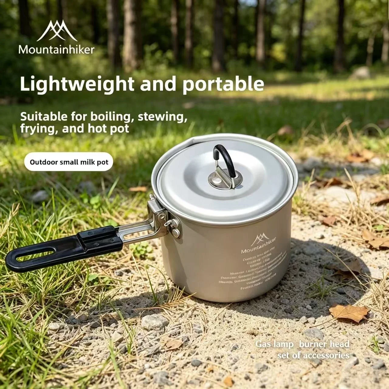 MOUNTAINHIKER Outdoor Camping Picnic Aluminum Alloy Portable Cooking Pot Lightweight Saucepan Kettle Cooking
