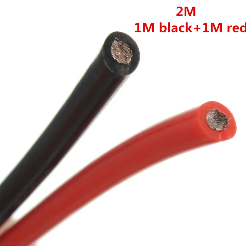 

2M 12/16/18/20/26/28/30AWG 1M black+1M red Silicone Wire SR Wire Flexible Stranded Copper Two Wires Electrical Cables