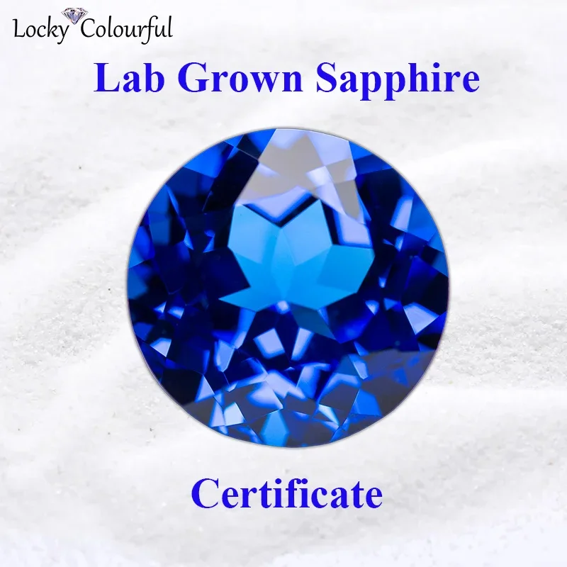 

Lab Grown Sapphire Round Shape Charm Blue Demon Color Beads for Diy Jewelry Making Earrings Materials Selectable AGL Certificate