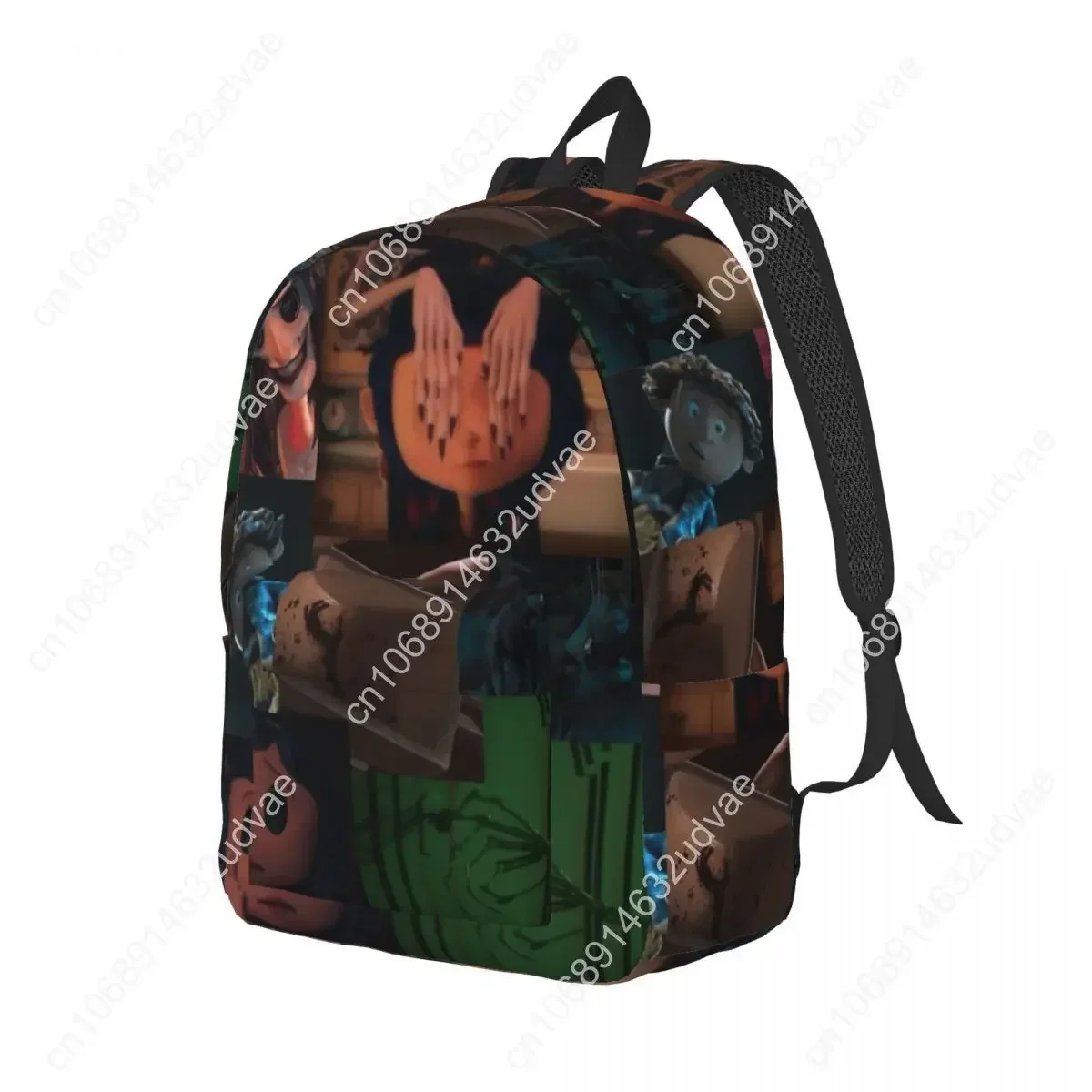 Ransel Kolase Film Kartun Coraline untuk Pria Wanita Tas Kerja Sekolah Menengah Tas Laptop Kanvas Mother Eyes