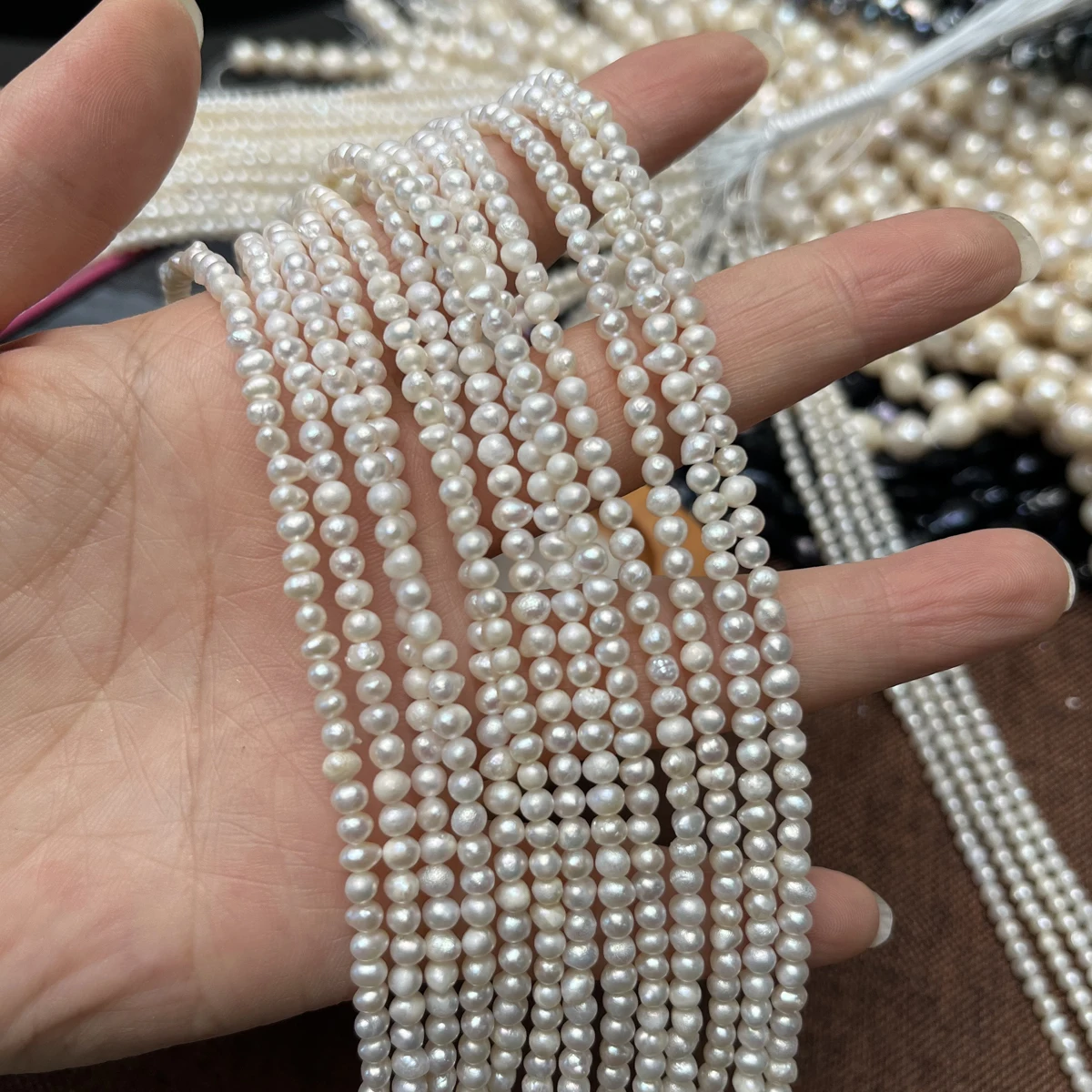 A 3-4mm Potato-shaped Natural Freshwater Pearls Punch Semi-finished Beads for Jewelry Making DIY Necklace Bracelet Accessories