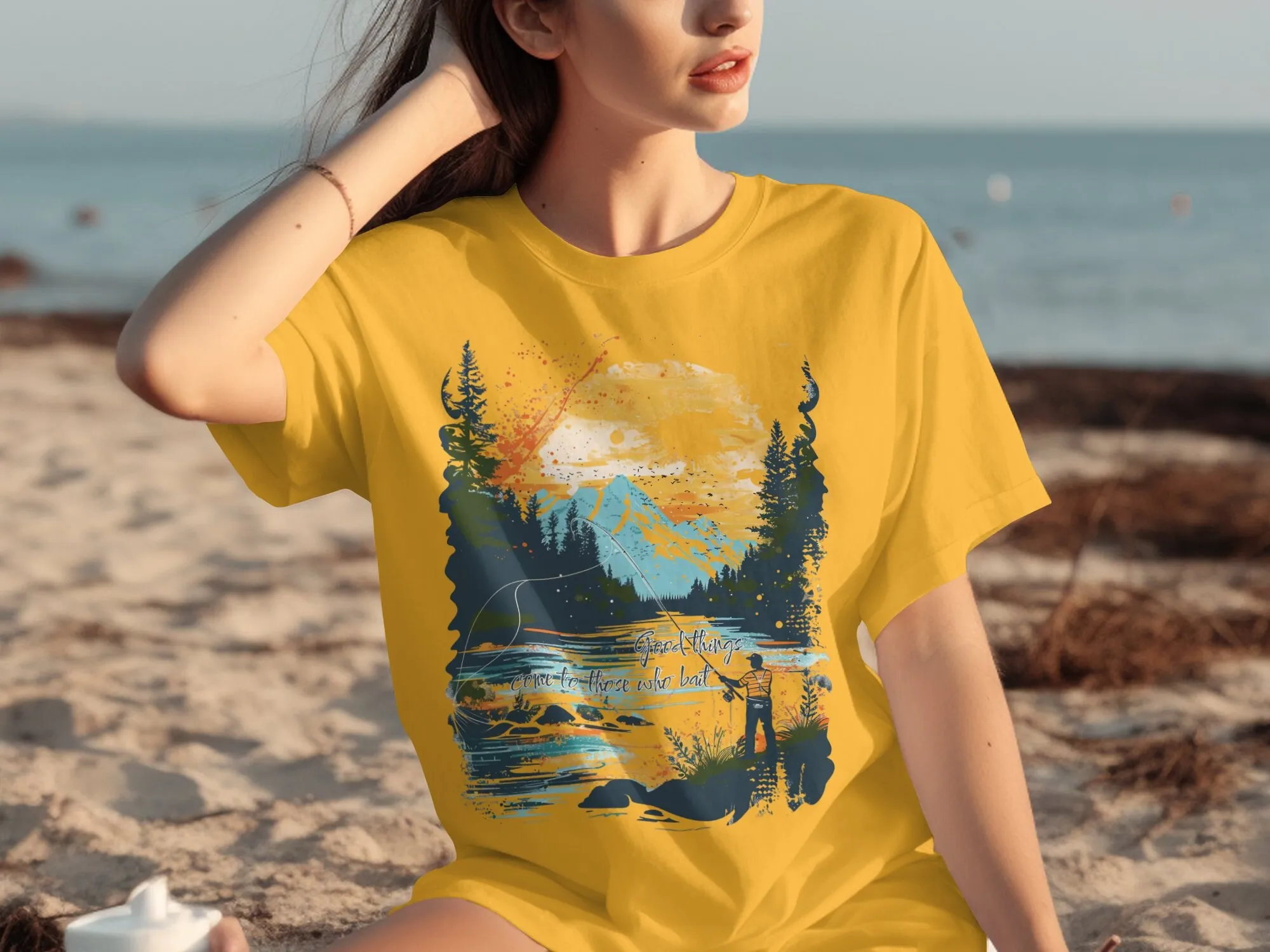 Good Things Come To Those Who Bait Fishing T Shirt Outdoor Adventure Gift Nature Lovers Apparel Unique Graphic Clothing