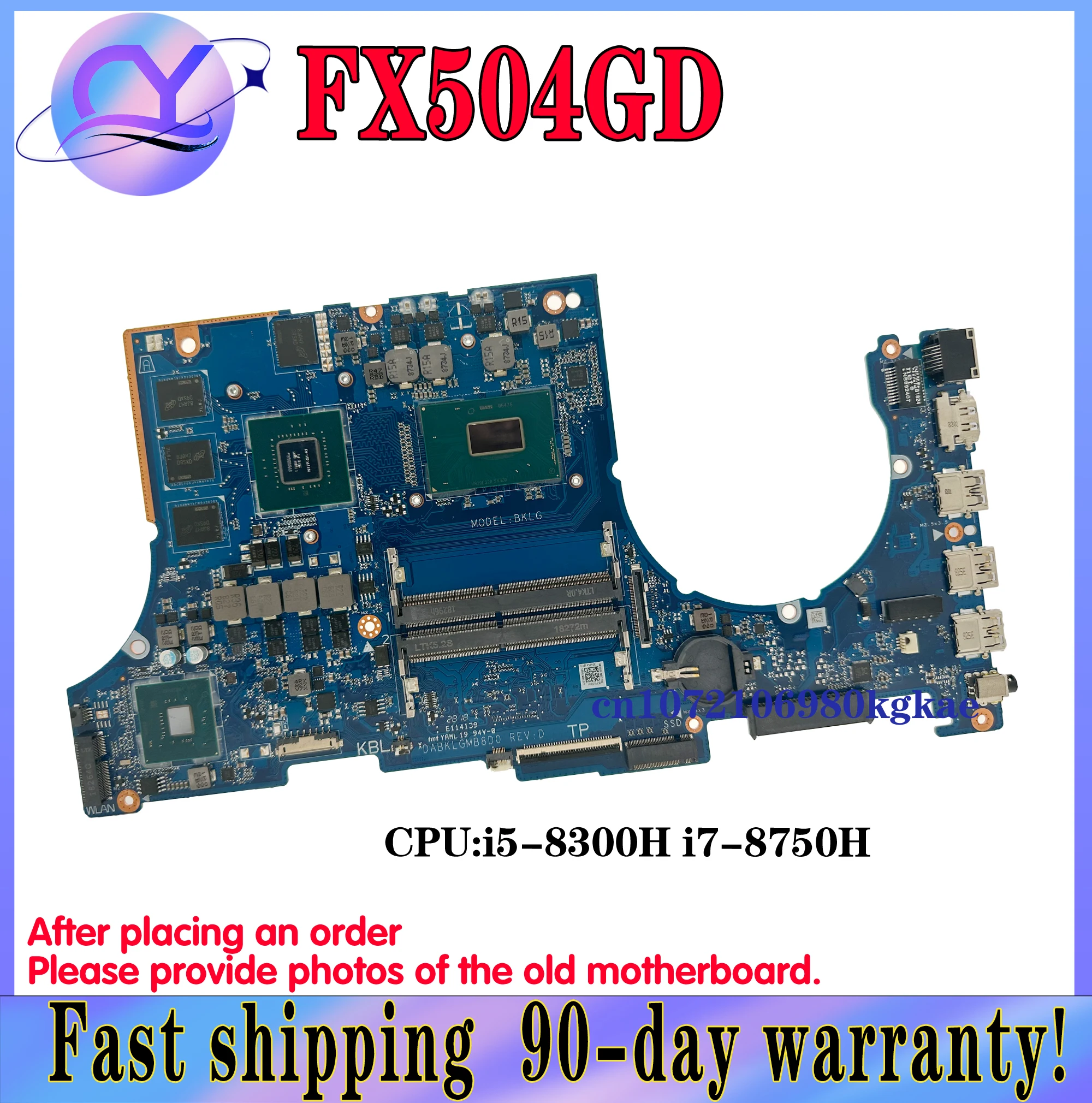 Placa base FX504GE para ASUS FX504G FX80G ZX80G FX504GM FX504GD DABKLGMB8D0, placa principal i5-8300H i7-8750H GTX1050/1050Ti GTX1060