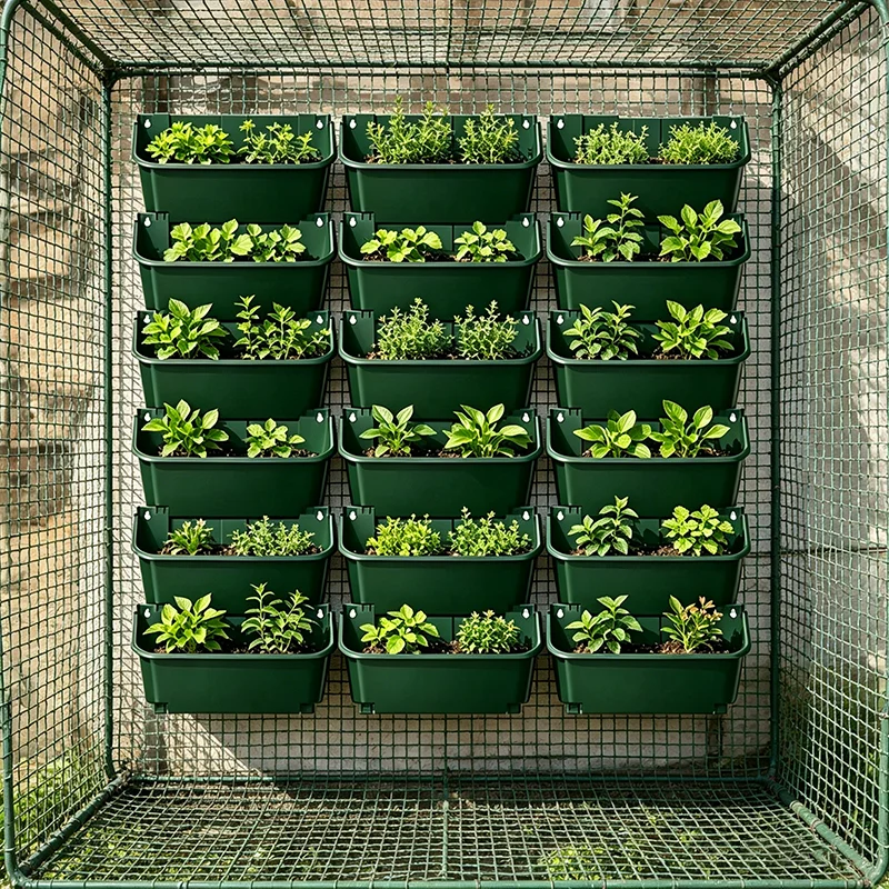 Wall Mounted Flowerpot Plant Fence Container Vertical Greening Planting Box Flowerpot Enclosures Garden Flower Pots Multi Layer