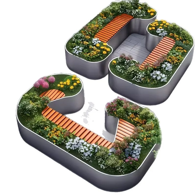 Outdoor stainless steel flower box combination commercial street partition wrought iron flower stand