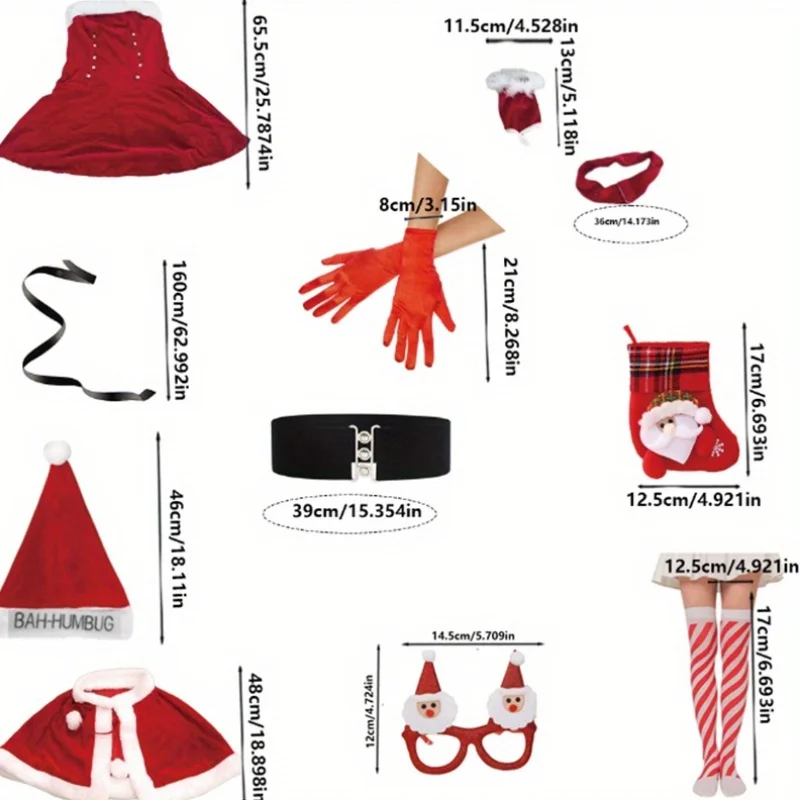 

Рождественский женский костюм эльфа, подходит для рождественских костюмов эльфа, комплект для косплея эльфа содержит множество аксессуаров.