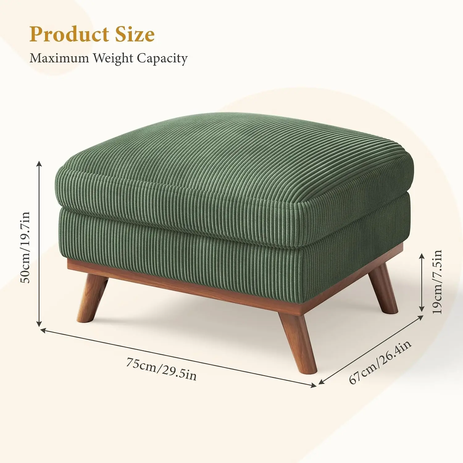 Large Ottoman for Modular Sofa, 29.5