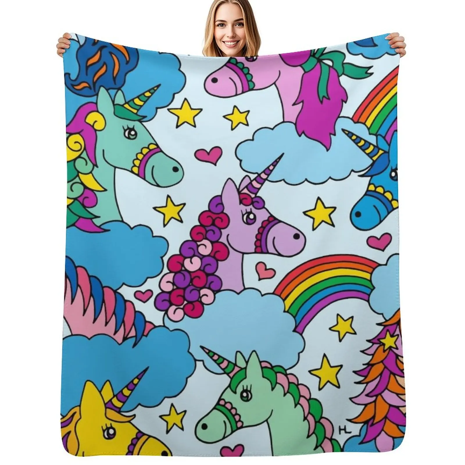 Unicorns and Rainbows || Magical Unicorn || Kids Throw Blanket Anti Shedding Soft Fuzzy Blanket for Home