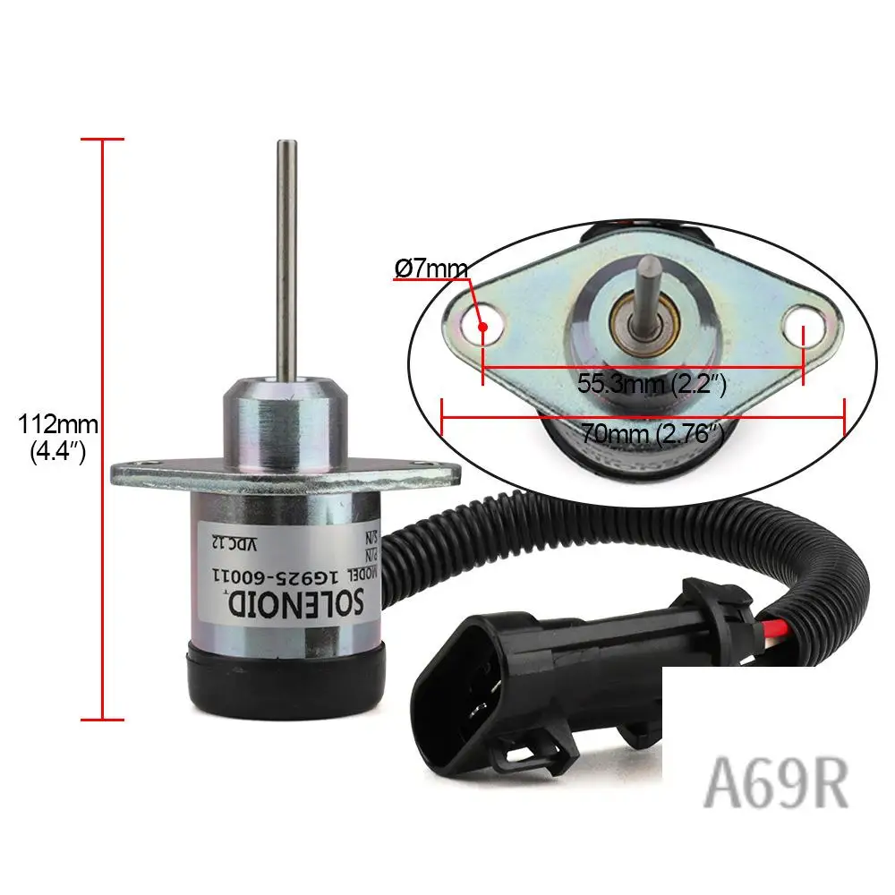 

A69R-For Bobcat S185 Skid Steer 6691498 Shut Off Solenoid 1503ES-12A5UC4S 1G925-60011