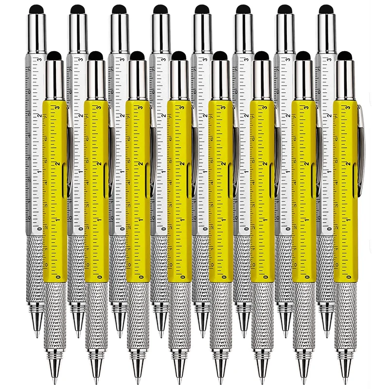 16Pcs Stylus Pen 6-in-1 Multi-Tool Pen Touchscreen Stylus Ballpoint Pen Ruler Level