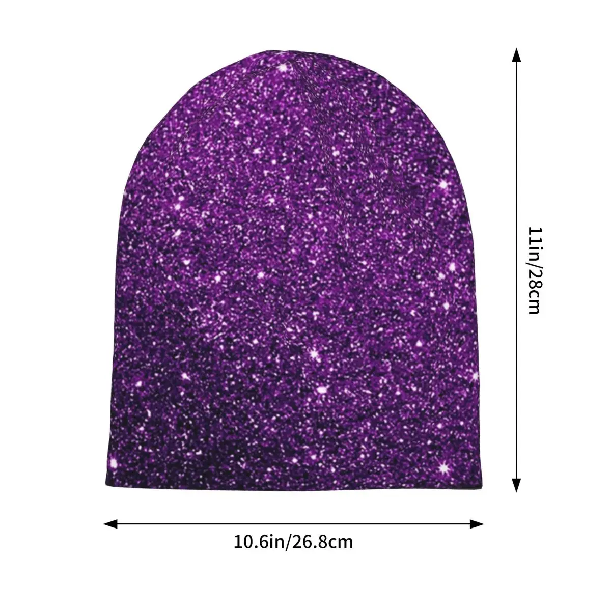 Gradient Purple Glitter Pattern Warm Knitted Cap Hip Hop Bonnet Hat Autumn Winter Outdoor Beanies Hats for Men Women Adult