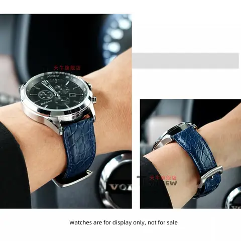 For Citizen Eco-Drive FF Pilot Watch Band 19 20 21mm 22mm Genuine Alligator Leather Strap Luxury Replacement Crocodile Skin Band