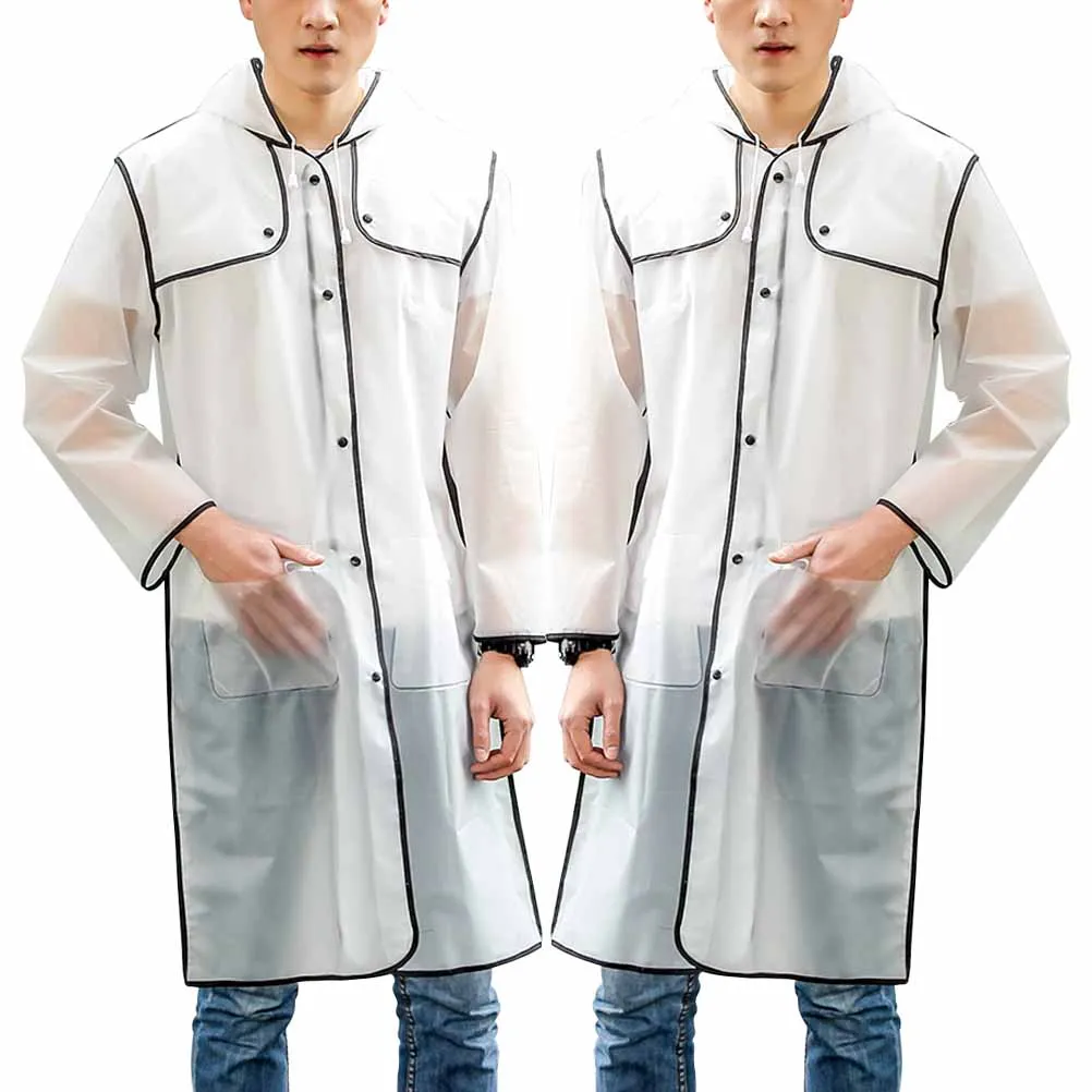 

Transparent Protective Raincoat Waterproof Rain Poncho Adult Hooded Portable Rainwear For Outdoor Camping Hiking Rainy Days Size