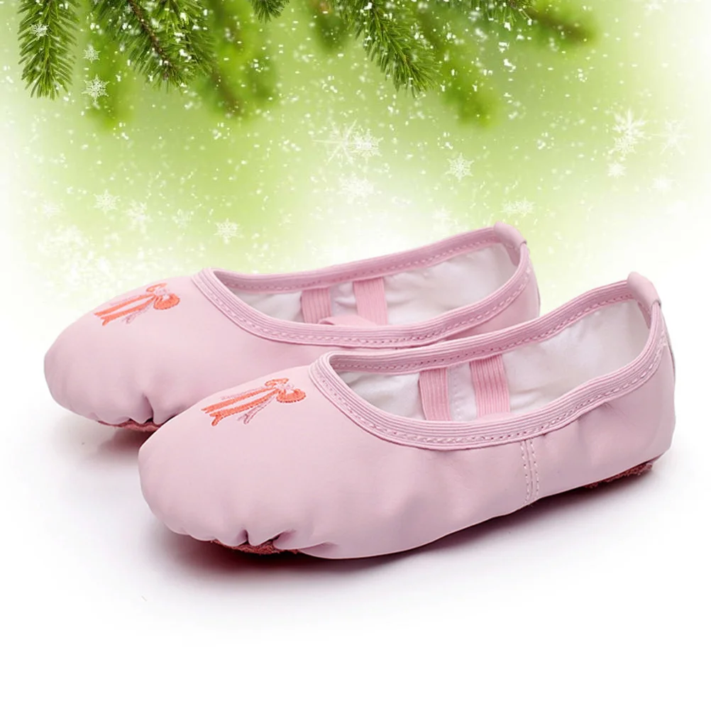 1 par sola sapatos de balé rosa tamanho 24 elástico cruz banda ballet dança prática sapatos yoga folk jazz dança chinelo estilo pata de gato
