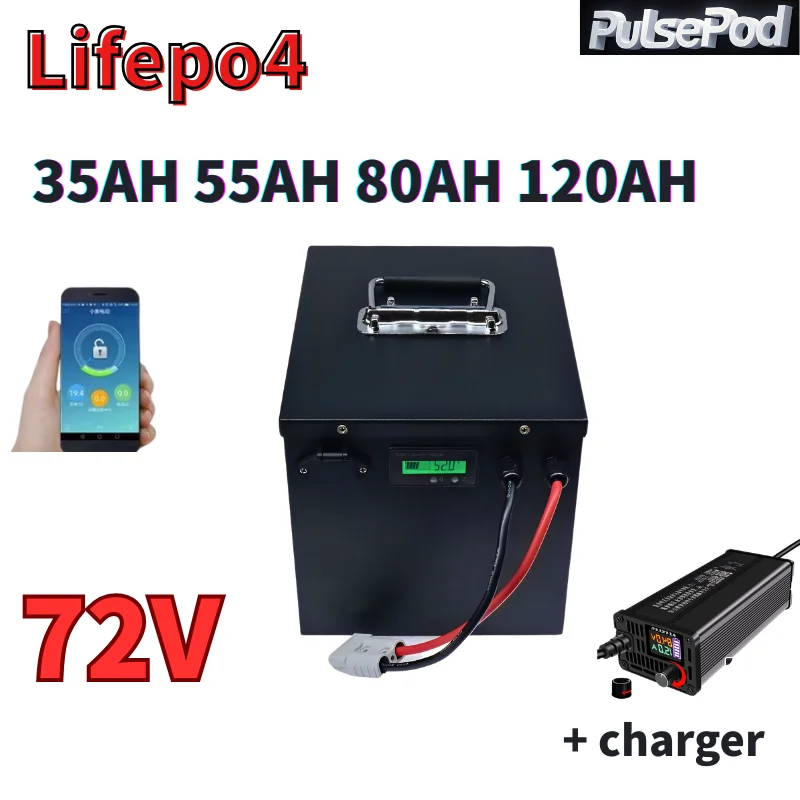 

72V 35AH 55AH 80AH 120AH Lifepo4 ion battery energy storage BMS 2000W-7000W motorcycle electric car electric forklift