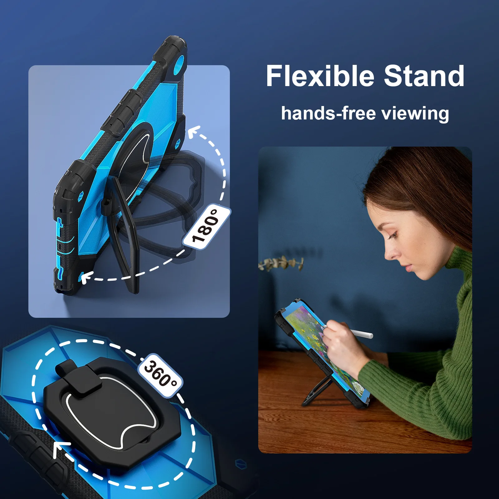 Rotating Heavy Duty Case For Samsung Galaxy Tab A9 Plus 11 inch Samsung X216 Armor Stand Cover With Handle Grip Neck Strap