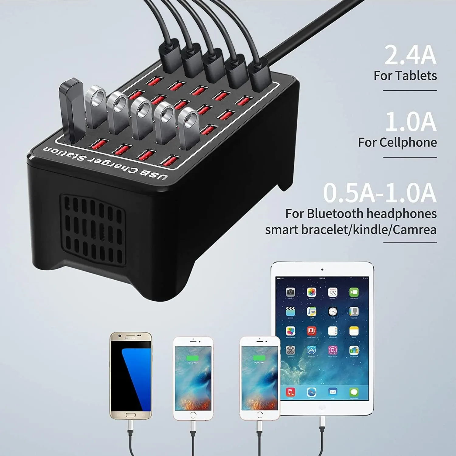 20/30 منفذ شاحن USB 100 واط/150 واط شاحن USB ذكي سطح المكتب محور شحن محطة شحن متعددة المنافذ لأجهزة سامسونج/آيفون/آي باد/التبويب