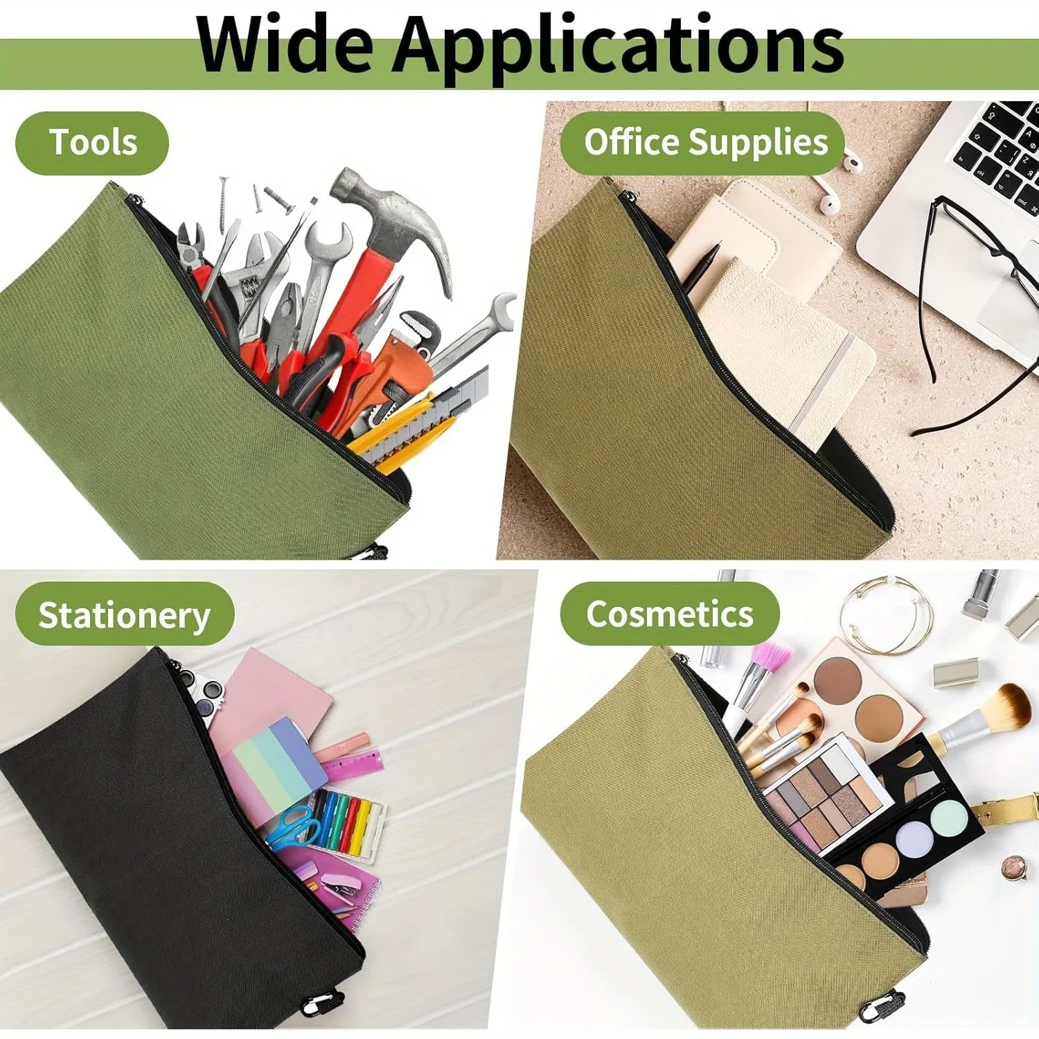 4 قطعة/المجموعة أداة حقيبة سستة الحقيبة ، فائدة متعددة الأغراض التخزين المنظم أداة الحقائب مع حلقة تسلق سحاب معدني للأدوات #5