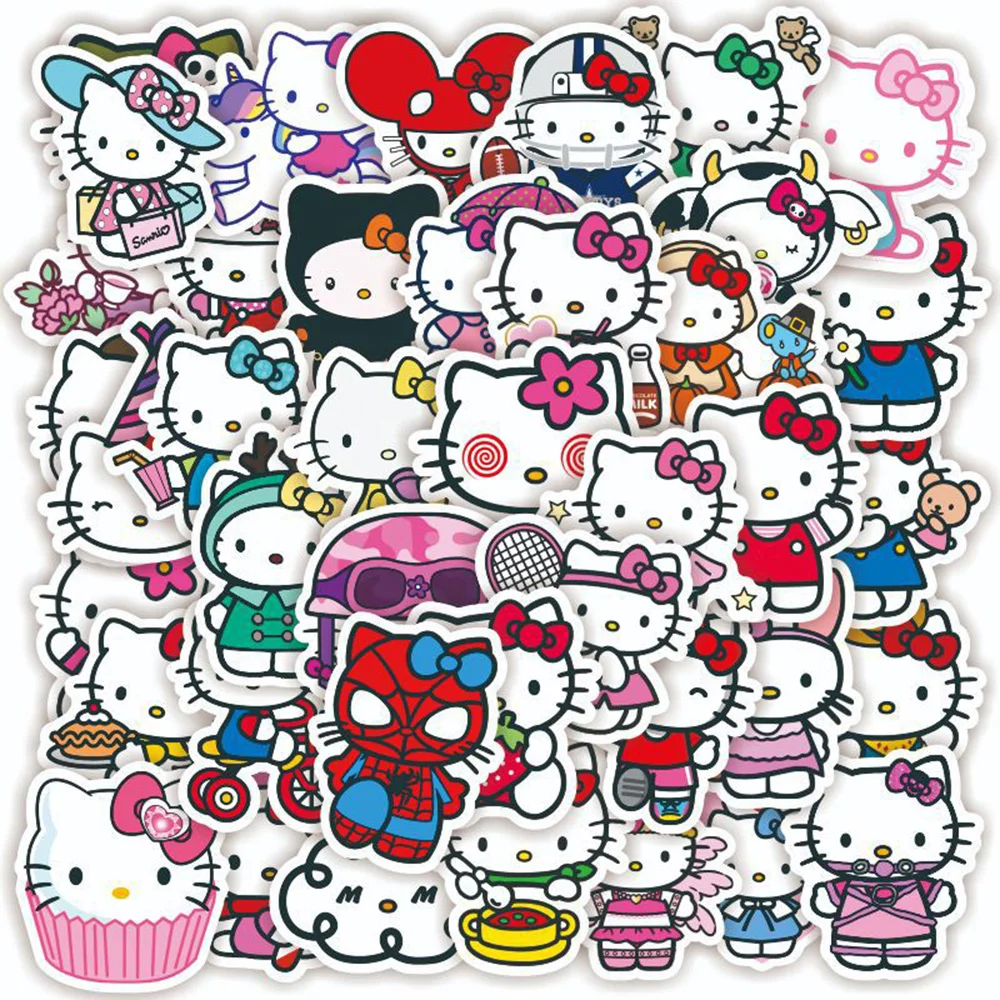 

10/30/50pcs Cute Sanrio Hello Kitty Stickers Kawaii Girls Anime Decals Graffiti Stationery Phone Laptop Cartoon Sticker Kids Toy