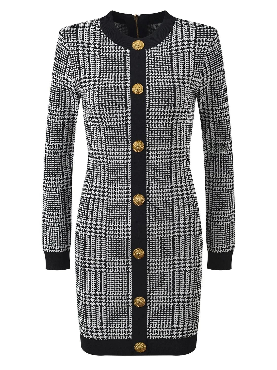 

Ele Long Sve Wrap Body Skirt Dr Women's High-End Version Paris Luxury Contrast Color Che Gold Bule round Ne D...