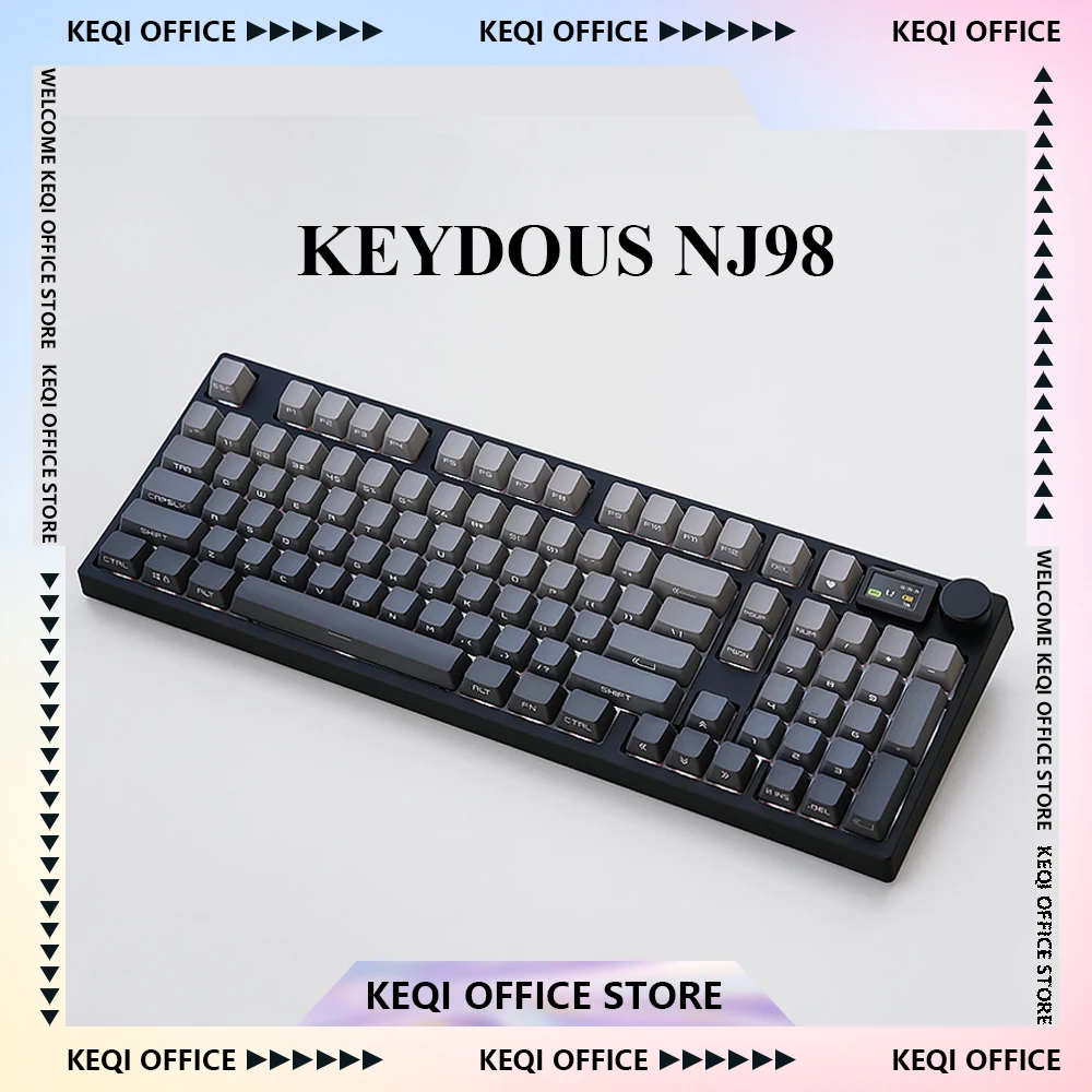 Keydous NJ98 Mechanical Keyboard Bluetooth Wireless 2.4G RGB Backlight Three Mode Hot Swap 98 Keys PC Gamer Office Accessories