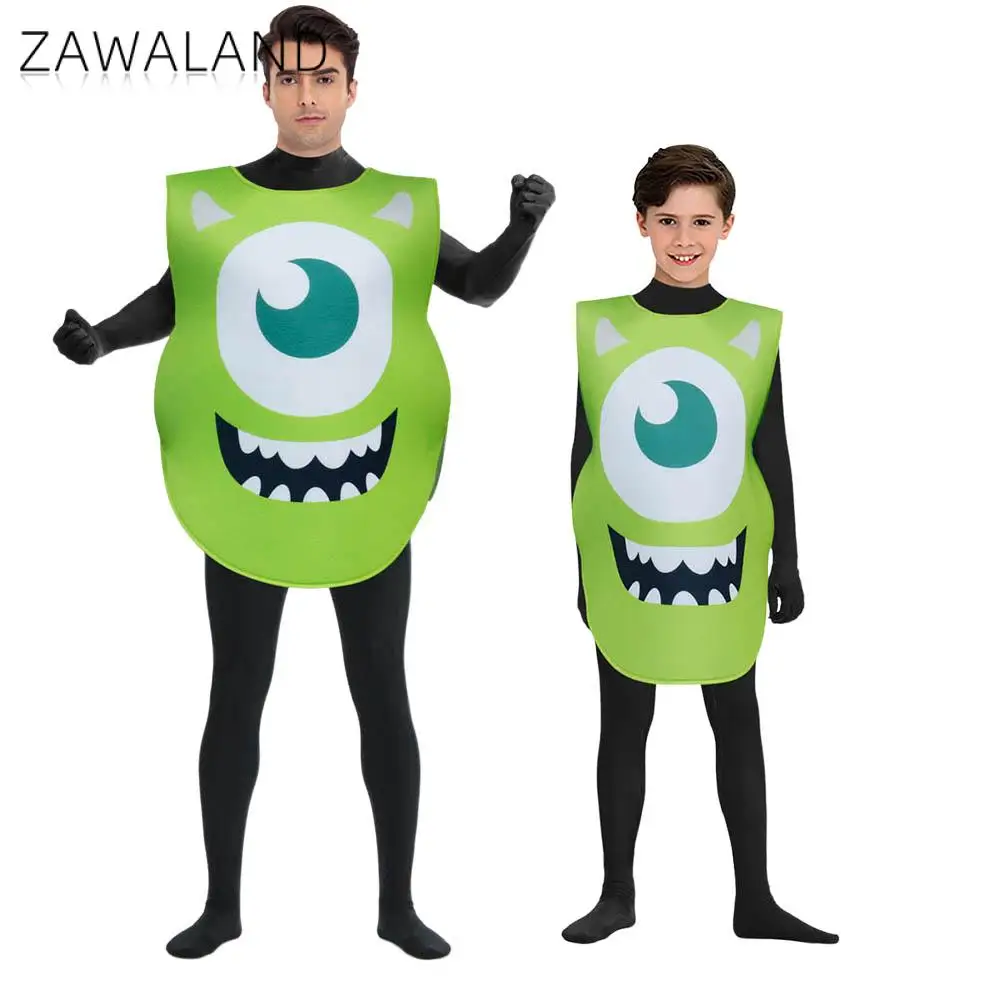 Zawaland Monster Halloween Costume Adult Boy Girl Green Big Eyes Cosplay Party Suit Sponge Fancy Clothes Cute Disguise Wear