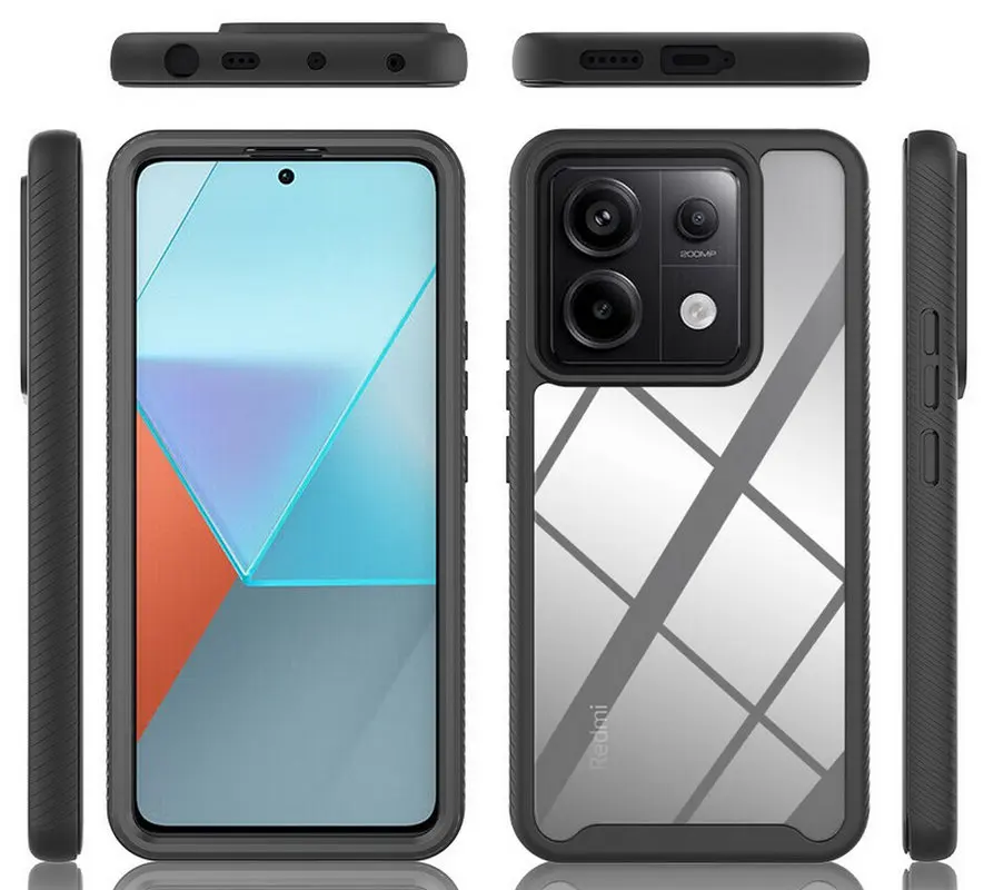 حافظة شفافة لهاتف Poco C65 2In1 غطاء خلفي من السيليكون الهجين PU لهاتف Xiaomi Poco X6 حافظة Mi Phone X6 X 6 C65 Funda Etui