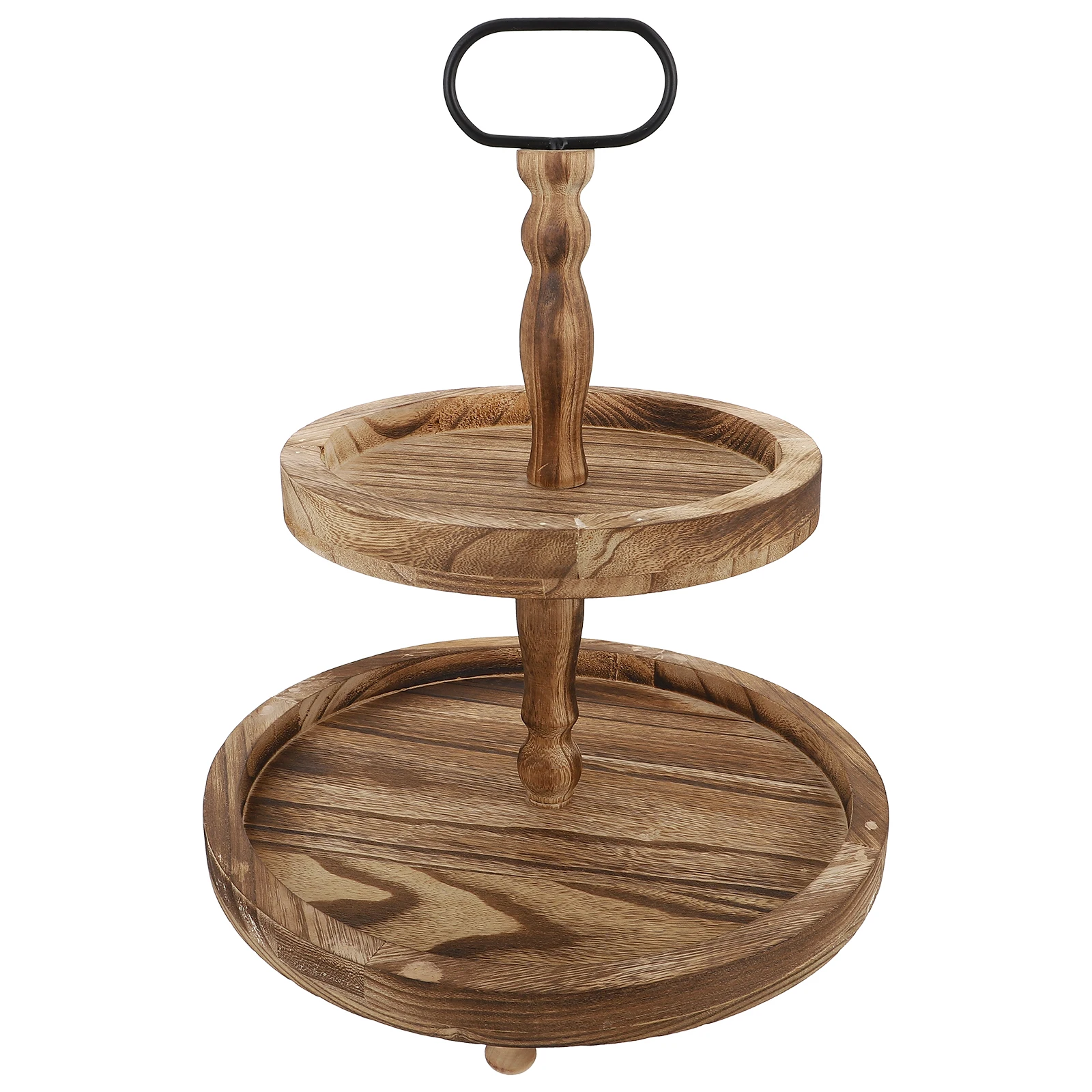 

Cake Decorations Double Layer Pan Cupcake Holder 2-Layer Stand 2-Tier Wooden Brown Dessert Tower for Wedding Bride