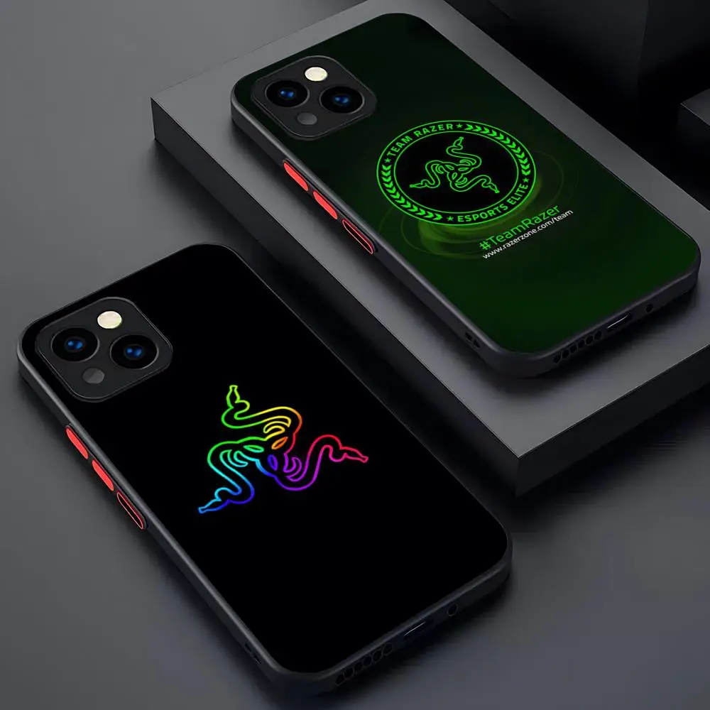 Gaming Peripherals Razer Phone Case Matte Transparent For 15 iPhone 12 11 13 Pro Max X XR XS 8 SE Mini Plus Back Cover