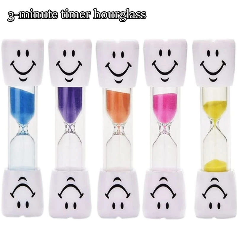 Creative Kids 3-Minute Toothbrushing Timer Hourglass Cartoon Smiling Face Anti-Fall Plastic Educational Fun Student Gift