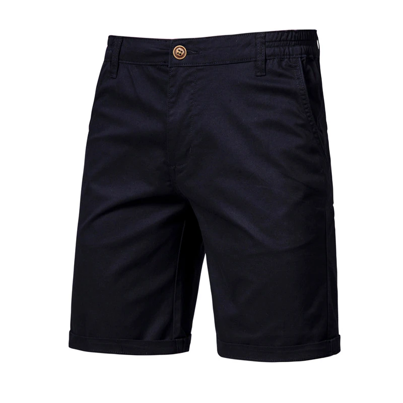 2021 New Summer 100% Cotton Solid Shorts Men High Quality Casual Business Social Elastic Waist Men Shorts 10 Colors Beach Shorts image 3