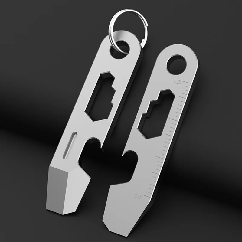 F-T 8 In 1 미니 TC4 티타늄 합금 크로우 바 병따개 졸업 스케일 EDC 야외 도구 다기능 캠핑 장비