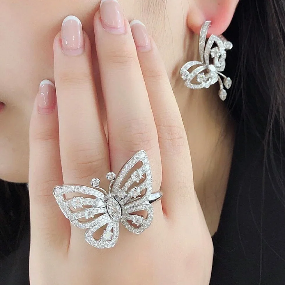 2023 Trend Top Quality Hot Sale European Famous Brand Pure Fashion Jewelry Rings For Women Luxury Butterfly Shape Bowknot Ring