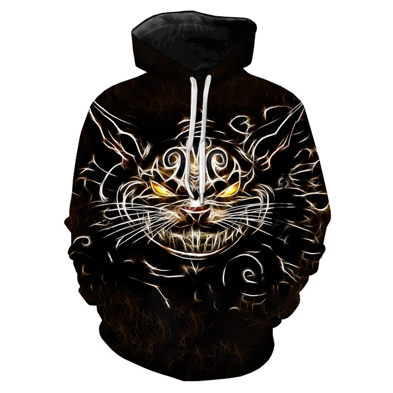 Sudadera con capucha de Cosplay de gato de Cheshire divertido para hombre, de película 3D Sudadera con capucha, abrigo informal, Tops de moda