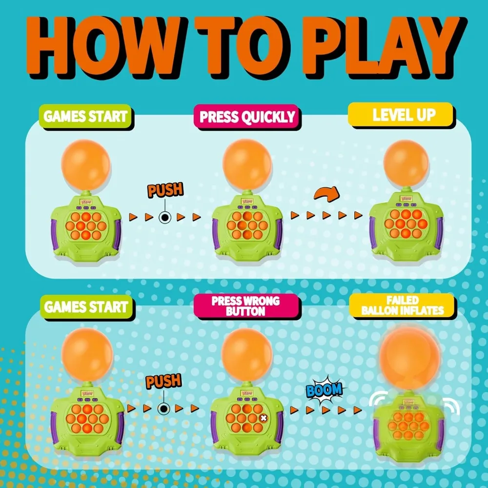 Jouets anti-stress lumineux à poussée rapide pour enfants et adultes, jeu de fête à main pour enfants, jouet anti-stress à bulles à poussée rapide