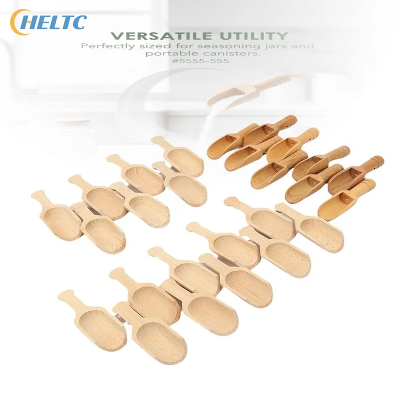 1/5pc High Quality Wooden Mini Scoops Tea Coffee Scoop Seasoning Candy Spices Bath Salt Spoons Wooden Spoon For Homes, Tea House