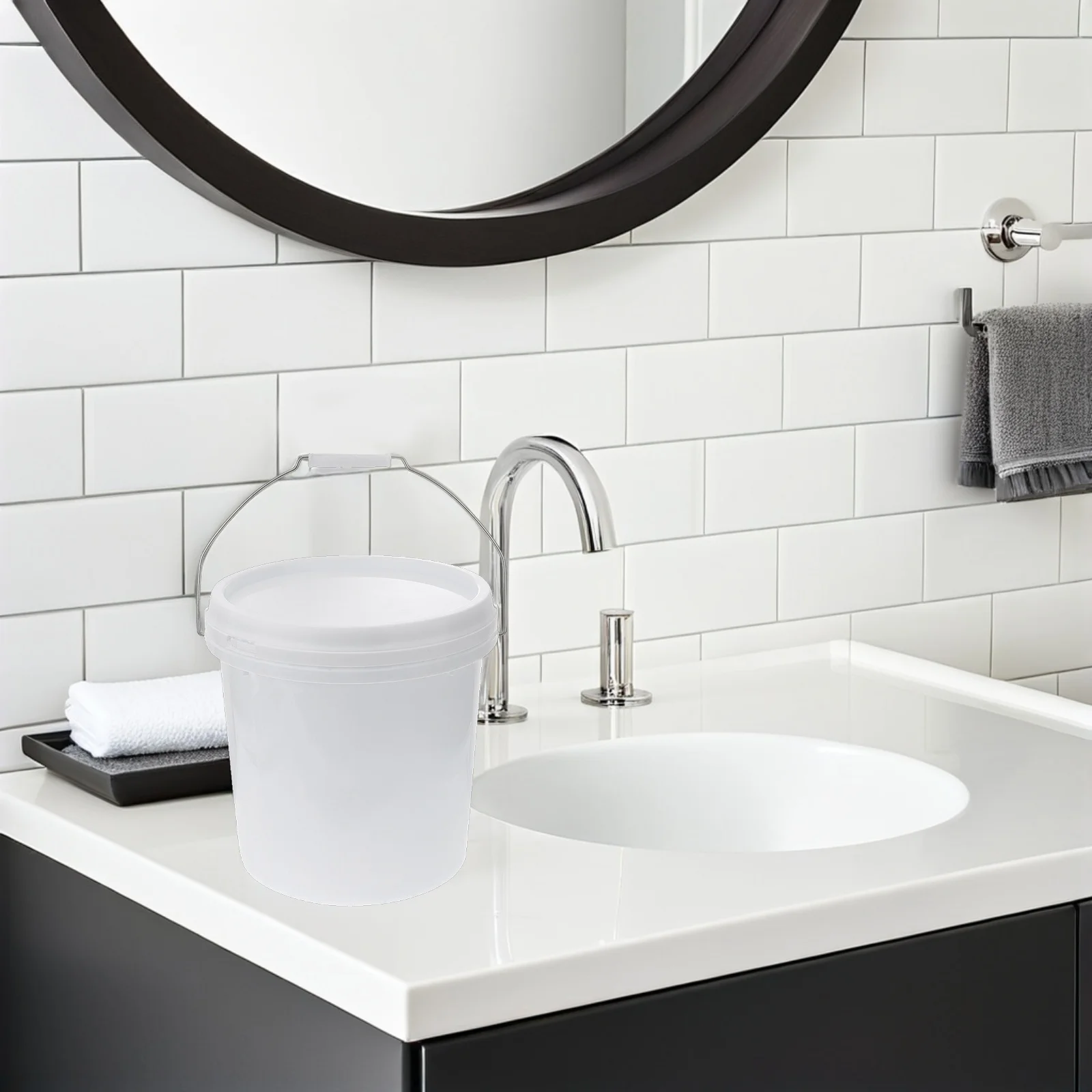 دلو بلاستيكي منزلي مختوم، سطل طلاء بلاستيكي، دلو حاوية متعدد الأغراض مع مقبض غطاء محمول 5 لتر #5