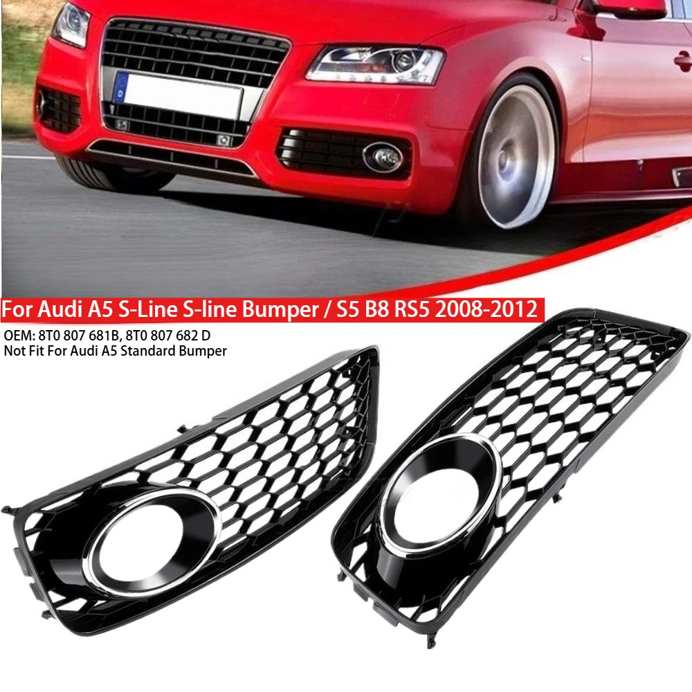 

Honeycomb Fog Lamp Frame Front Bumper Fog Light Grille Cover For Audi A5 S-Line S-line Bumper / S5 B8 RS5 2008-2012