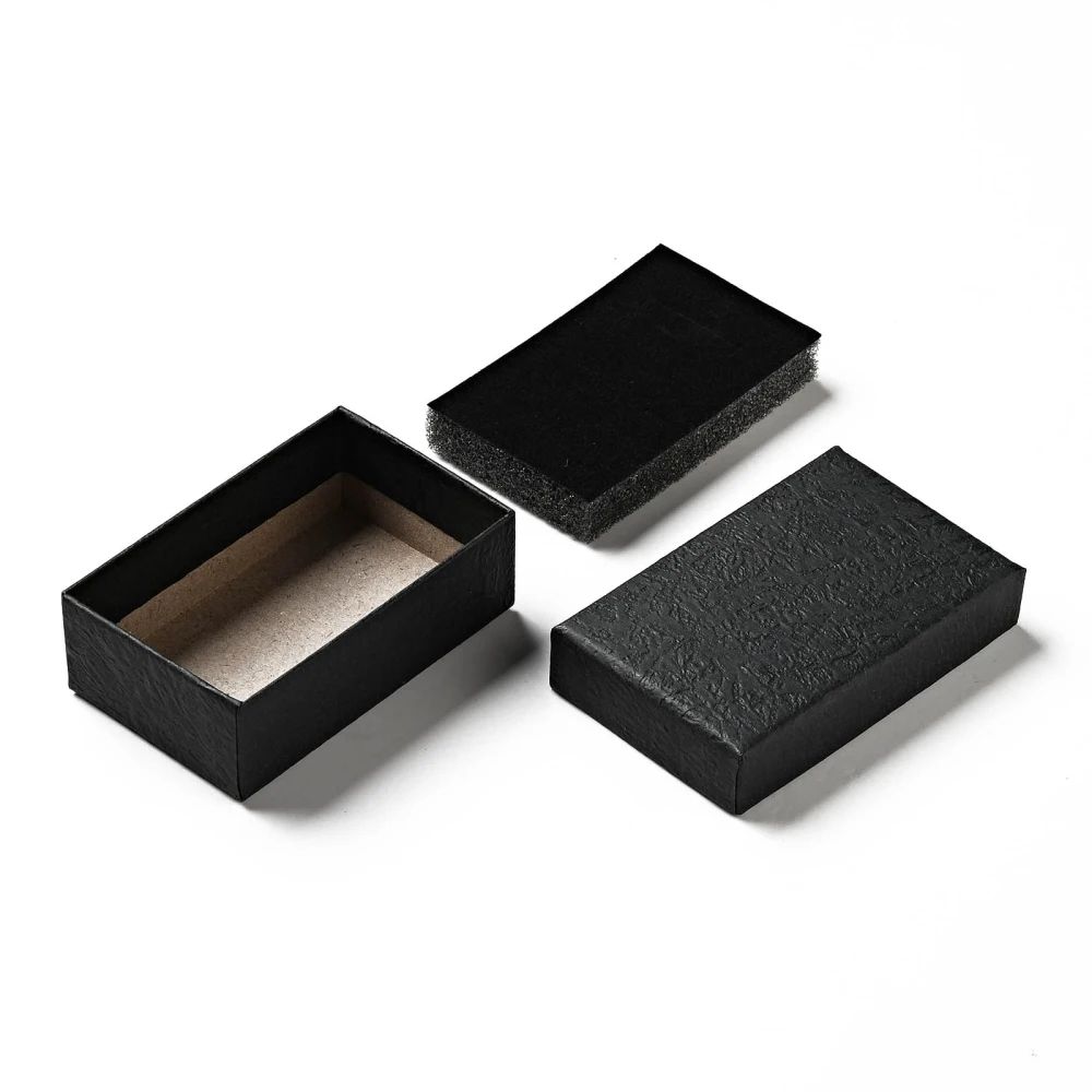 Cardboard Gift Boxes Rectangle Paper Jewelry Box for Earrings Ring Necklace Pendant Packaging Organizer Black Boxes 15-24Pcs