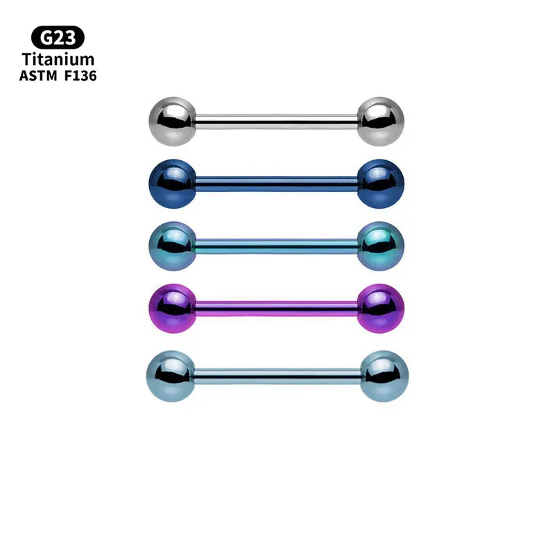 2PCS G23 implant grade Titanium Barbell for Bridge Ear Genital (Male) Helix Lobe Nipple Tongue Tragus Body Jewelry