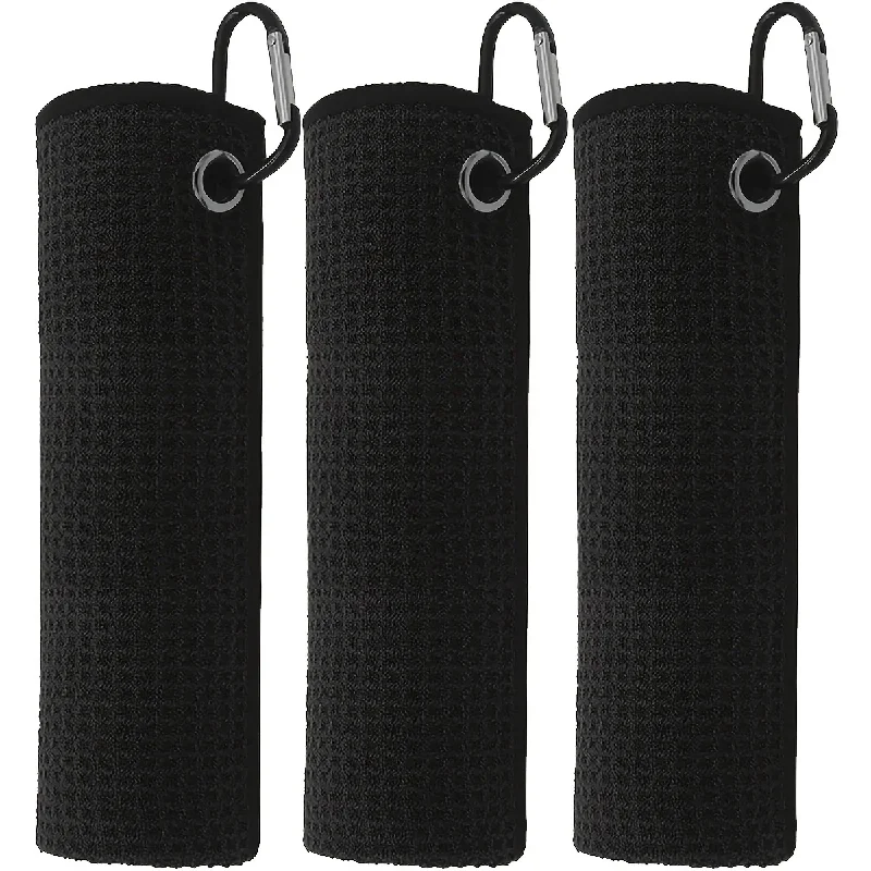 3 Pack Golf Towels, 30cm*30cm,11.81in*11.81in, Microfiber Waffle Pattern Golf Towel-Contains Golf Towels in Three Colors of Blac