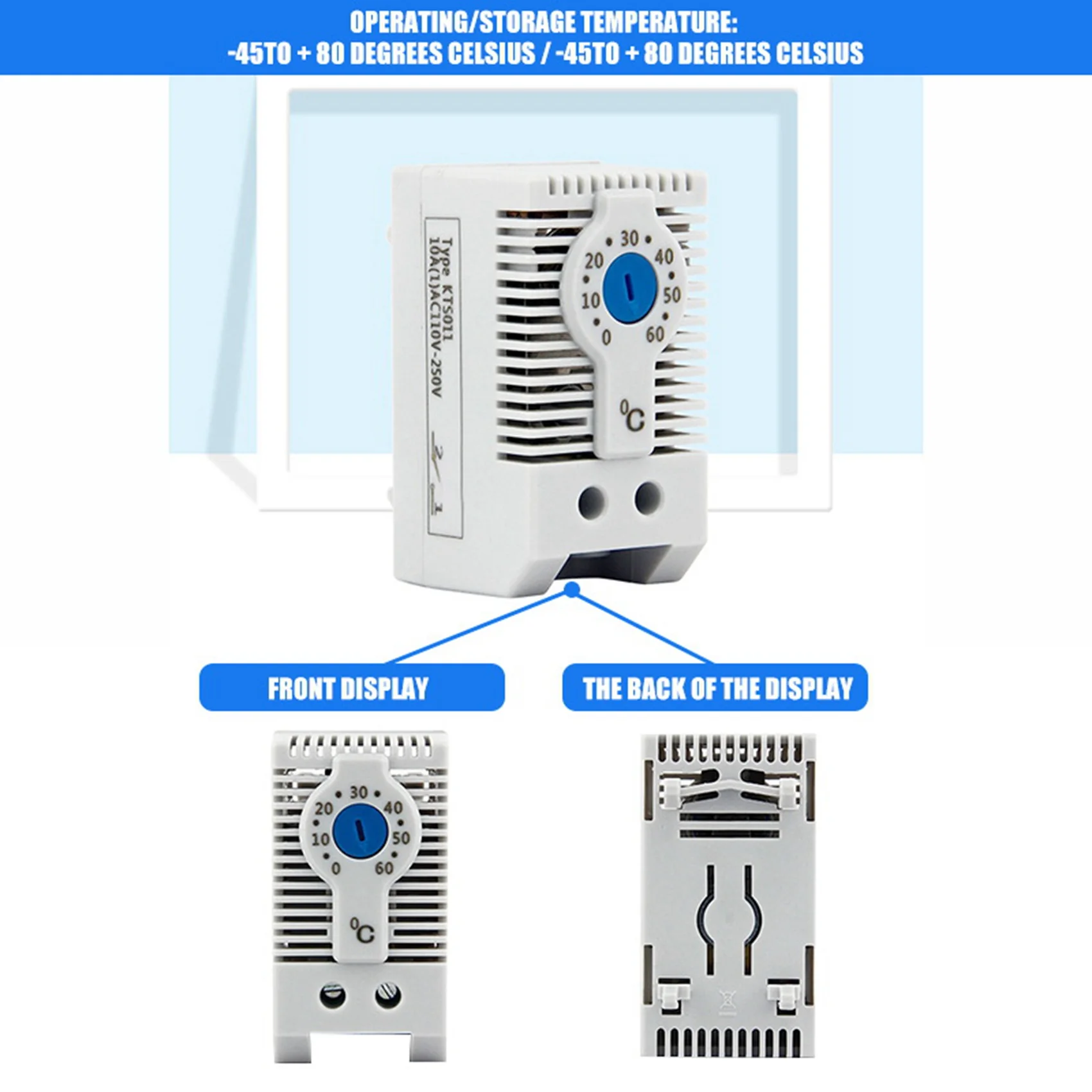 KTS011 NO Normalnie otwarty regulowany mechaniczny regulator temperatury szafy termostat Din Rail, używany do chłodzenia