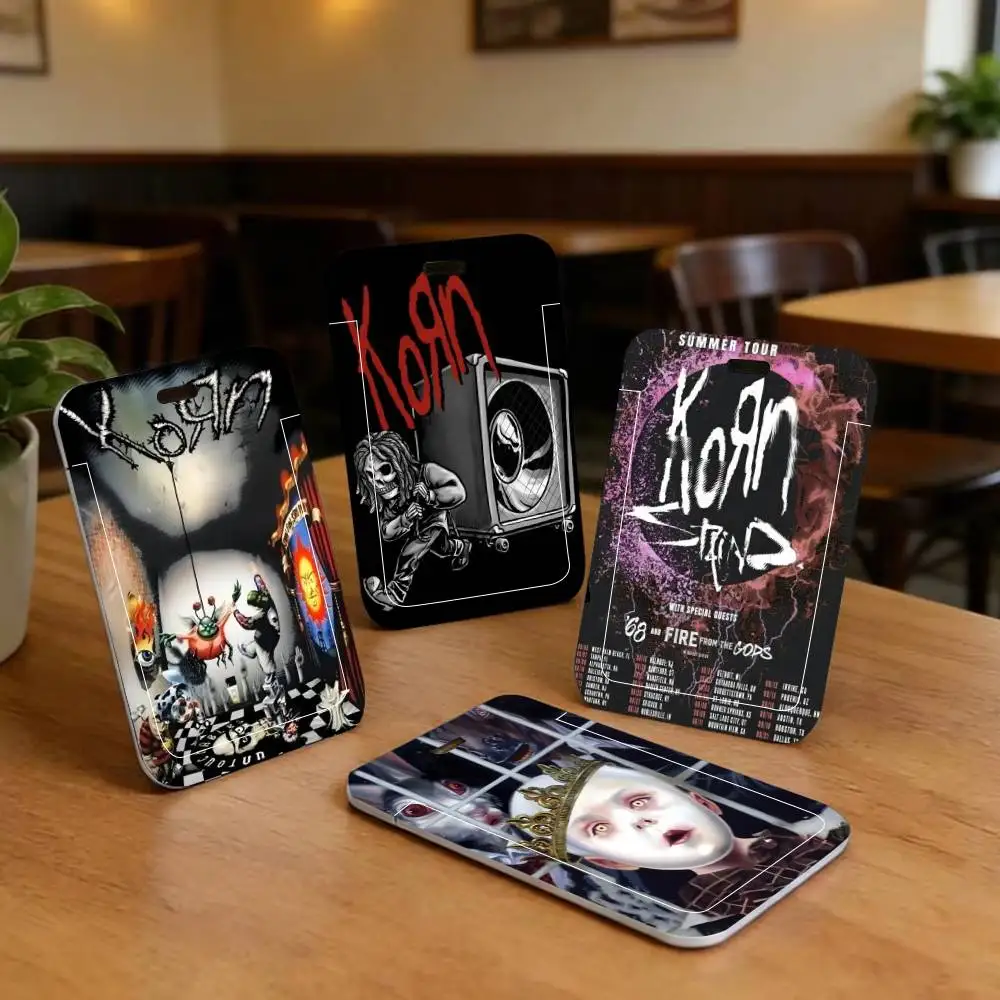 Korn Rock Band Music ID Card Holder Neck Strap Pendant Door Badge Holder Lanyards Keychain Work Credential Case Gift