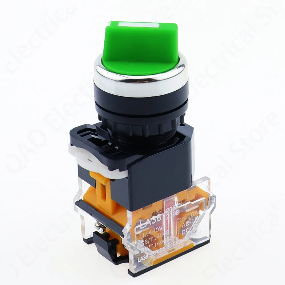 22mm Self-lock Selector Switch 1NO1NC 2/3 Positions Rotary Switches DPST 4 screws 10A400V Power Switch ON/OFF Red Green Black