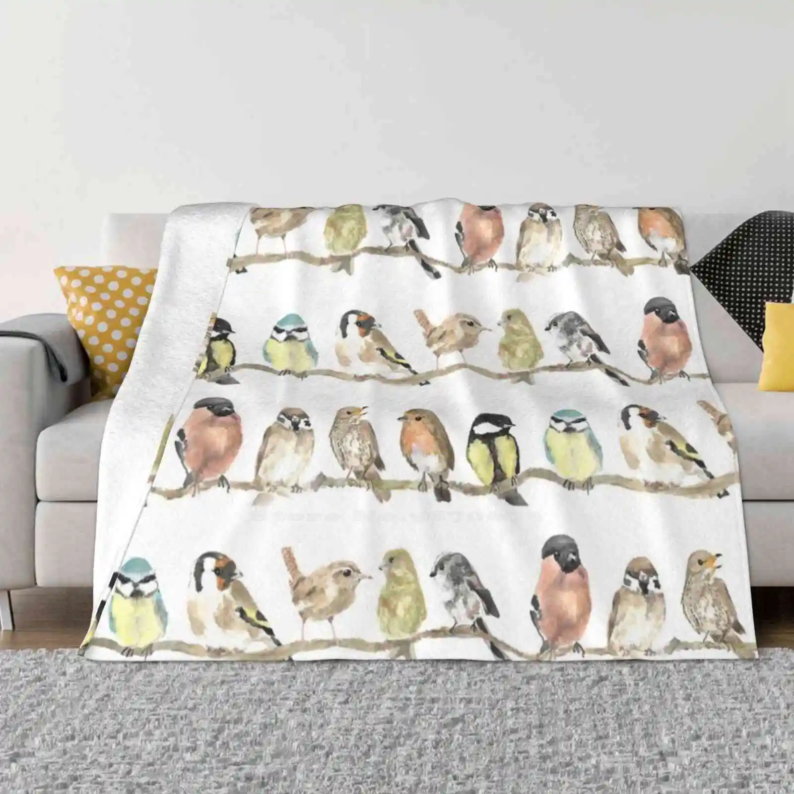 Dawn Chorus Garden Birds Shaggy Throw Soft Warm Blanket Sofa/Bed/Travel Love Gifts Birds Garden Robin Wren