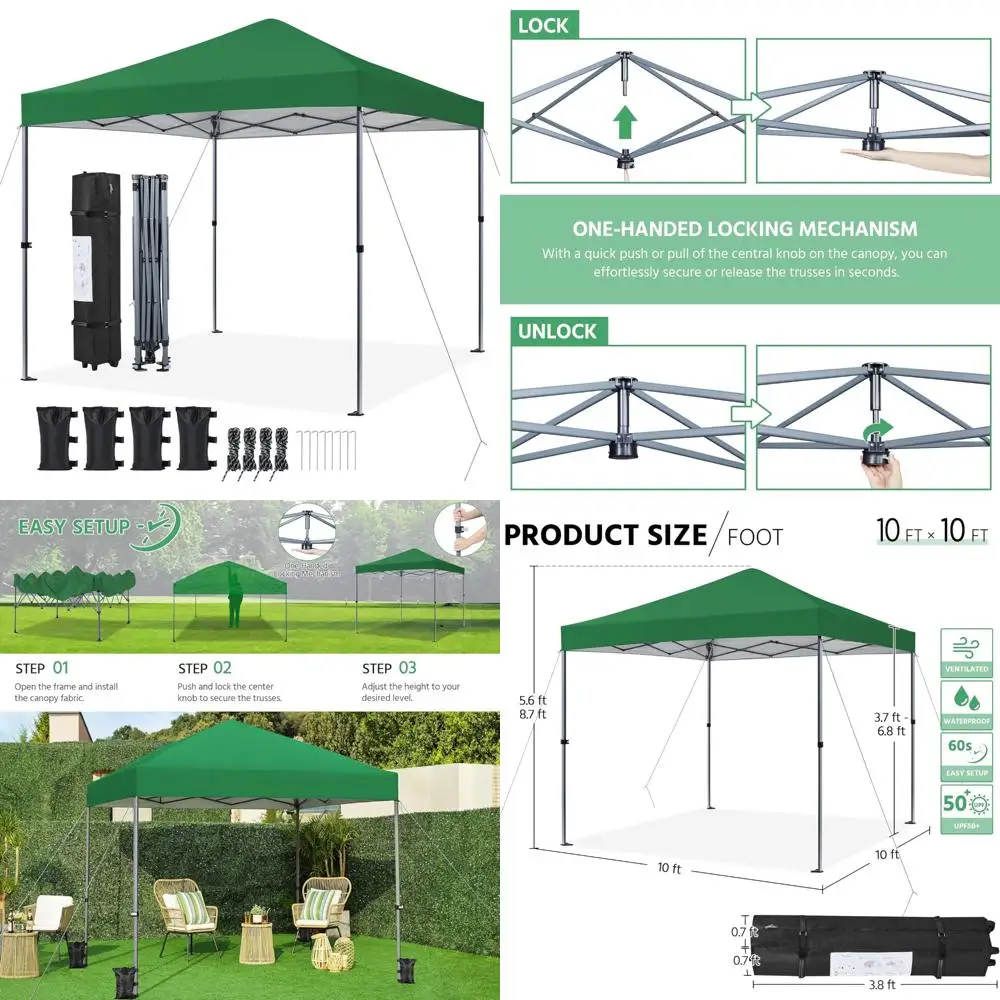 

Yaheetech 10x10 1-Person Setup Pop Up Canopy Tent, Instant Portable Commercial Canopy Tent, Outdoor Gazebo with 1-Button Push, W