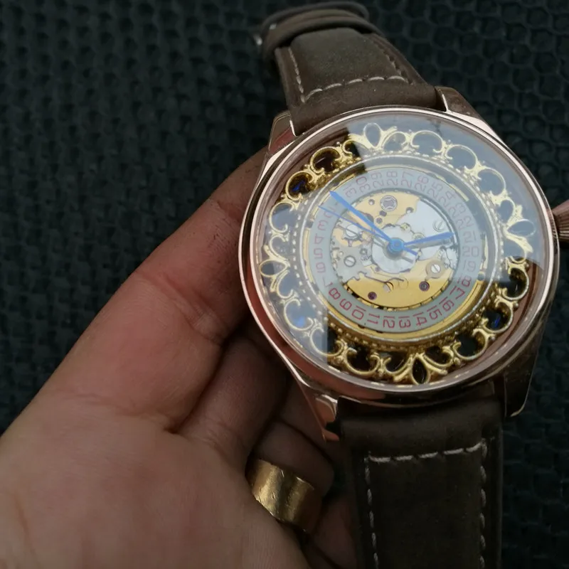 Personalized Mechanical Watch, Handmade Original Automatic Watch, Retro Watch, Sapphire Glass Gold Watch