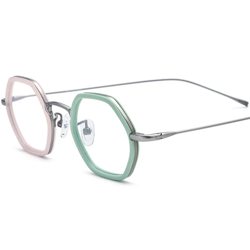 

Роскошная оправа для очков из титана с ветровым красным ацетатным титаном, мужская модная брендовая дизайнерская оправа для очков, женская ретро многоугольная сверхлегкая оправа Z580